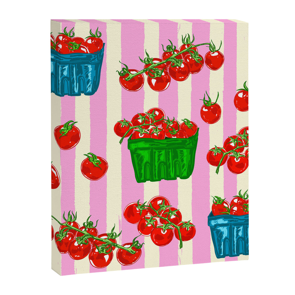 Cherry Tomatoes Euro Summer Aesthetic Stripes Illustration Canvas Print Gallery Image 8