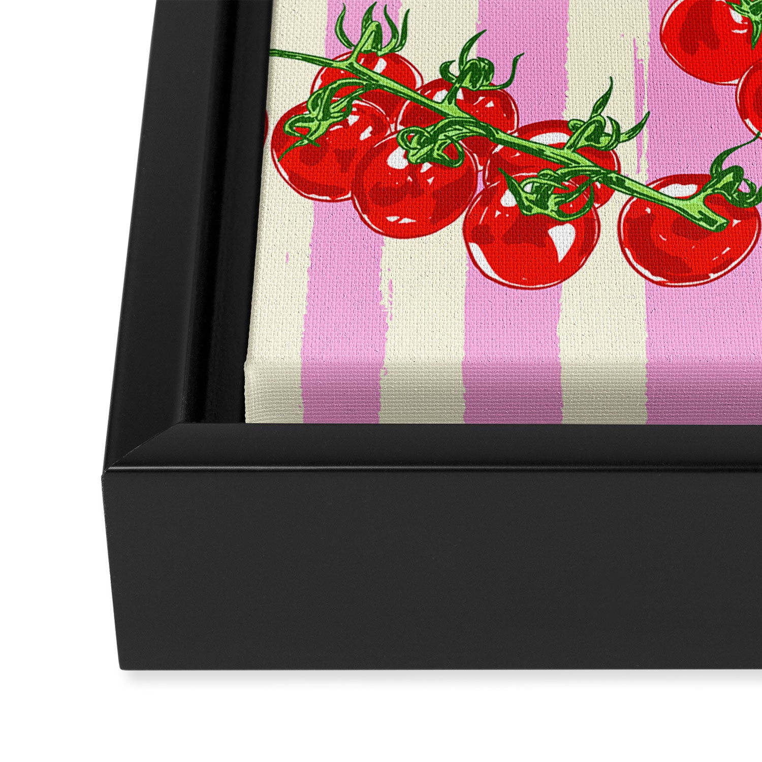 Cherry Tomatoes Euro Summer Aesthetic Stripes Illustration Framed Canvas Print Gallery Image 3