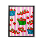 Cherry Tomatoes Euro Summer Aesthetic Stripes Illustration Framed Canvas Print Gallery Image 8