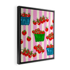Cherry Tomatoes Euro Summer Aesthetic Stripes Illustration Framed Canvas Print Gallery Image 2
