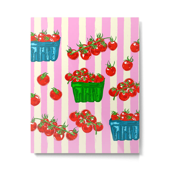Cherry Tomatoes Euro Summer Aesthetic Stripes Illustration Metal Print Gallery Image 1