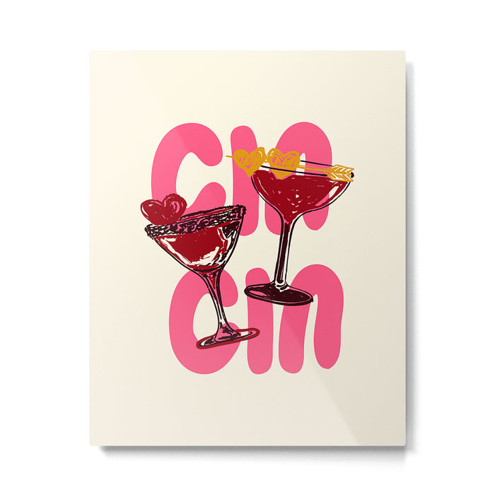 Cin Cin Heart Cocktail Illustration Metal Print Gallery Image 1