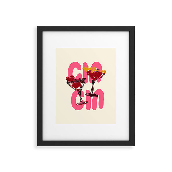 Cin Cin Heart Cocktail Illustration Framed Art Print Gallery Image 1