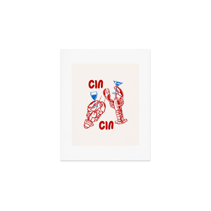 Cin Cin Lobster Doodle Art Print Gallery Image 1
