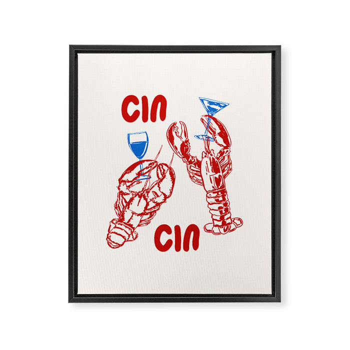 Cin Cin Lobster Doodle Framed Canvas Print Gallery Image 1