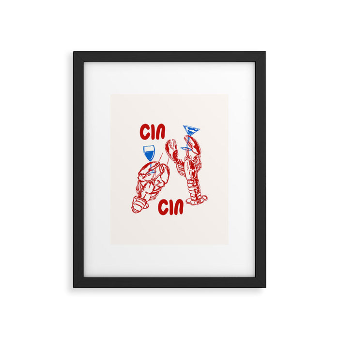 Cin Cin Lobster Doodle Framed Art Print Gallery Image 1
