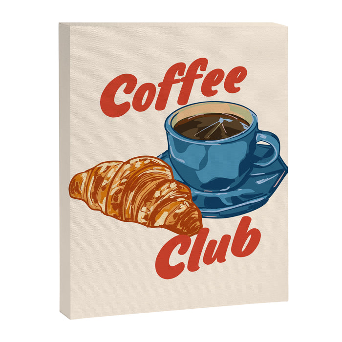 Coffee Club - Croissant and Espresso Illustration Canvas Print Gallery Image 1