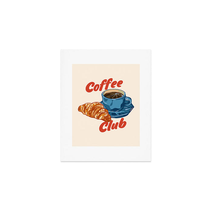 Coffee Club - Croissant and Espresso Illustration Art Print Gallery Image 1