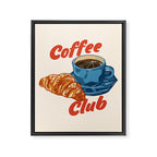 Coffee Club - Croissant and Espresso Illustration Framed Canvas Print Gallery Image 8