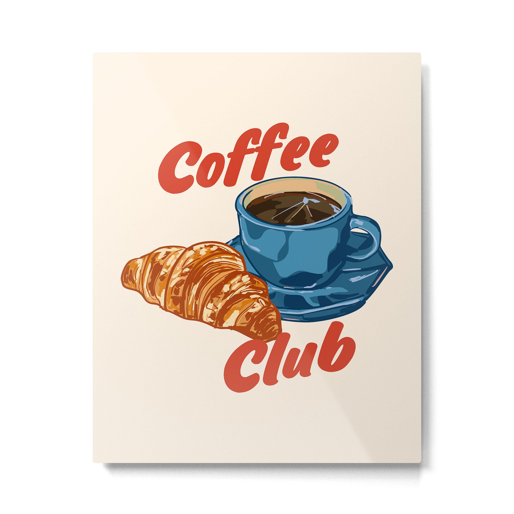 Coffee Club - Croissant and Espresso Illustration Metal Print Gallery Image 6