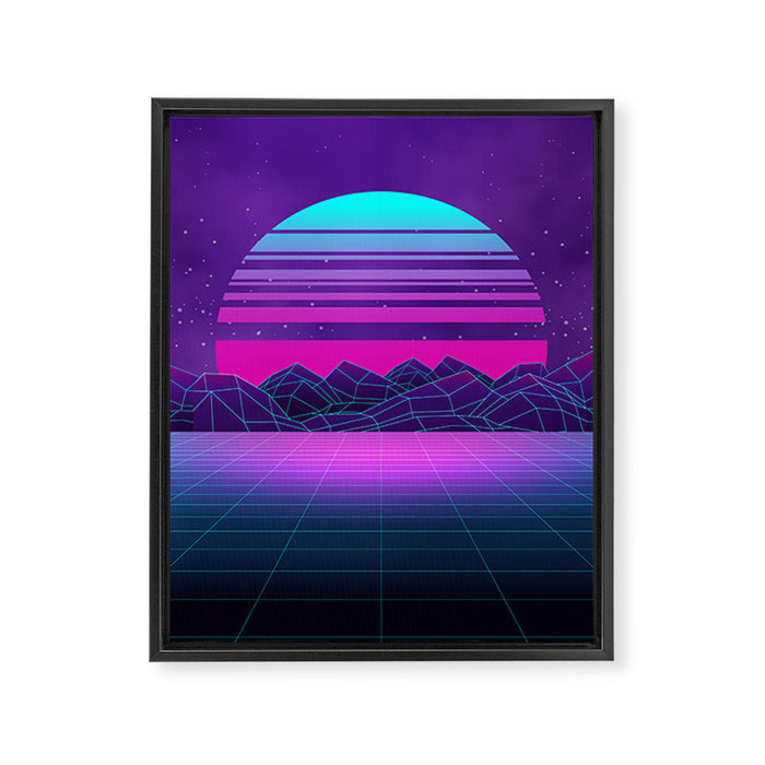 Future Sunset Vaporwave Aesthetic Framed Canvas Print Gallery Image 1
