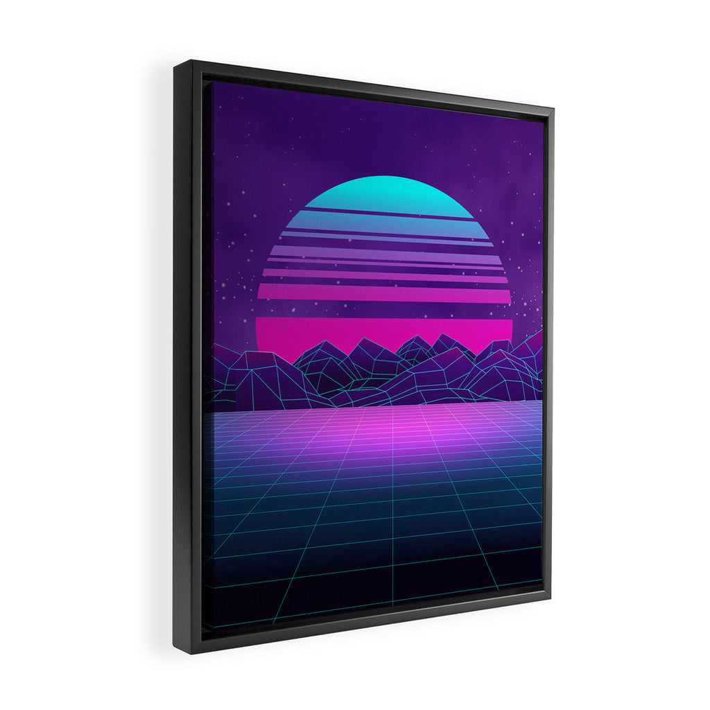 Future Sunset Vaporwave Aesthetic Framed Canvas Print Gallery Image 2