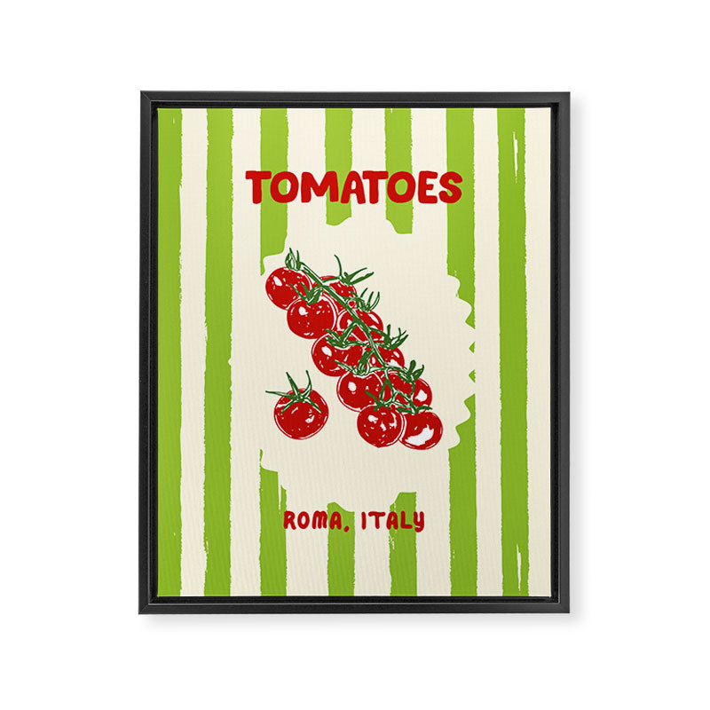 Green Retro Stripes Tomatoes Framed Canvas Print Gallery Image 8