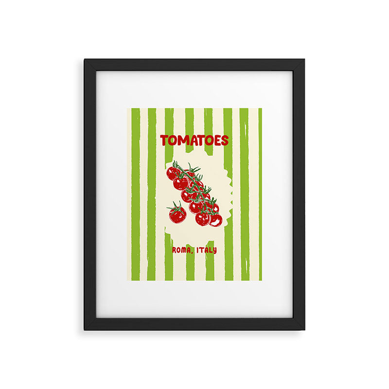 Green Retro Stripes Tomatoes Framed Art Print Gallery Image 6