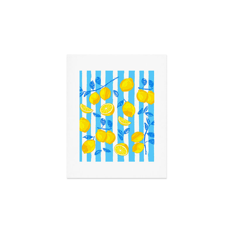 Italian Summer Lemons Pattern Coastal Mediterranean Illustration Art Print Gallery Image 1