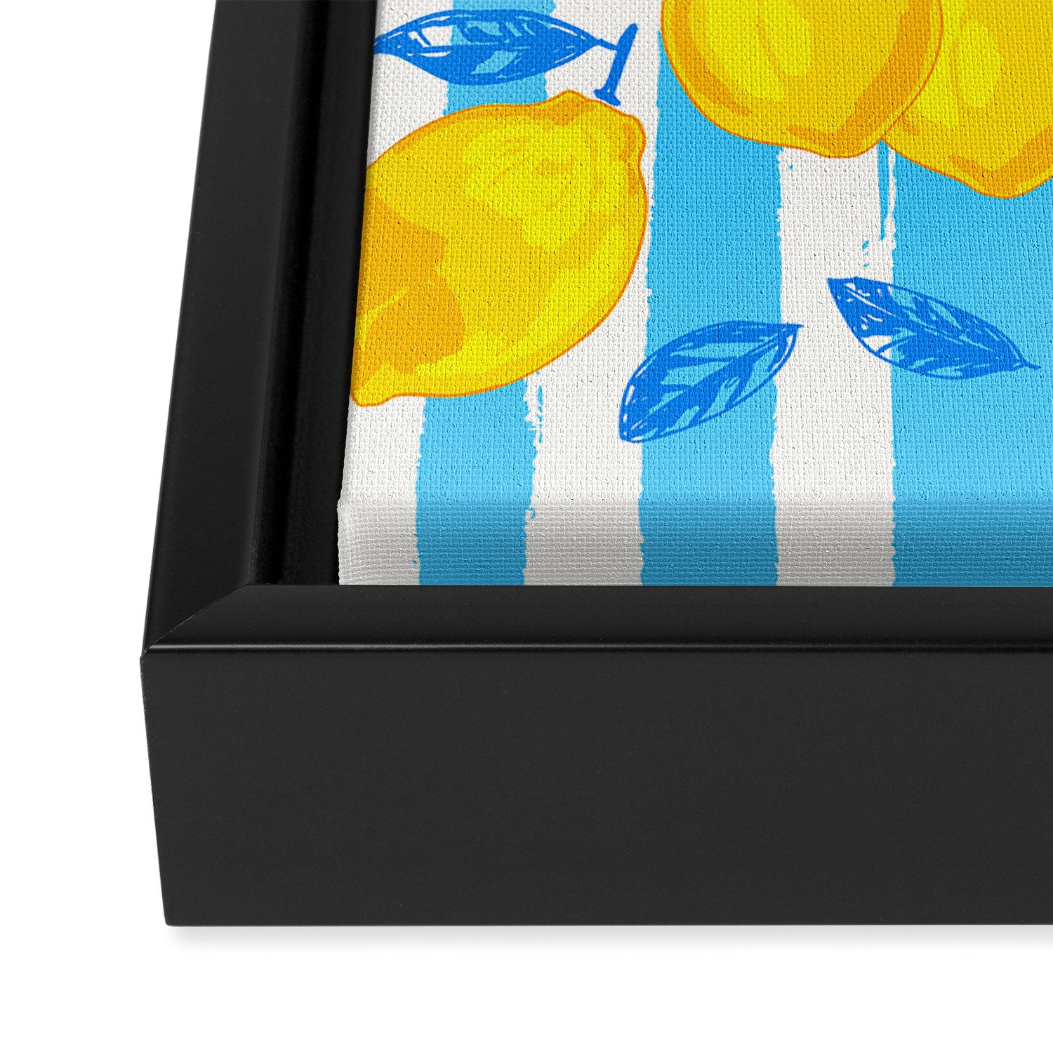 Italian Summer Lemons Pattern Coastal Mediterranean Illustration Framed Canvas Print Gallery Image 3