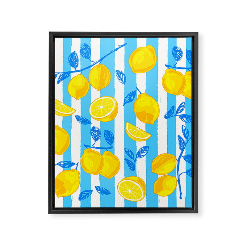 Italian Summer Lemons Pattern Coastal Mediterranean Illustration Framed Canvas Print Gallery Image 8