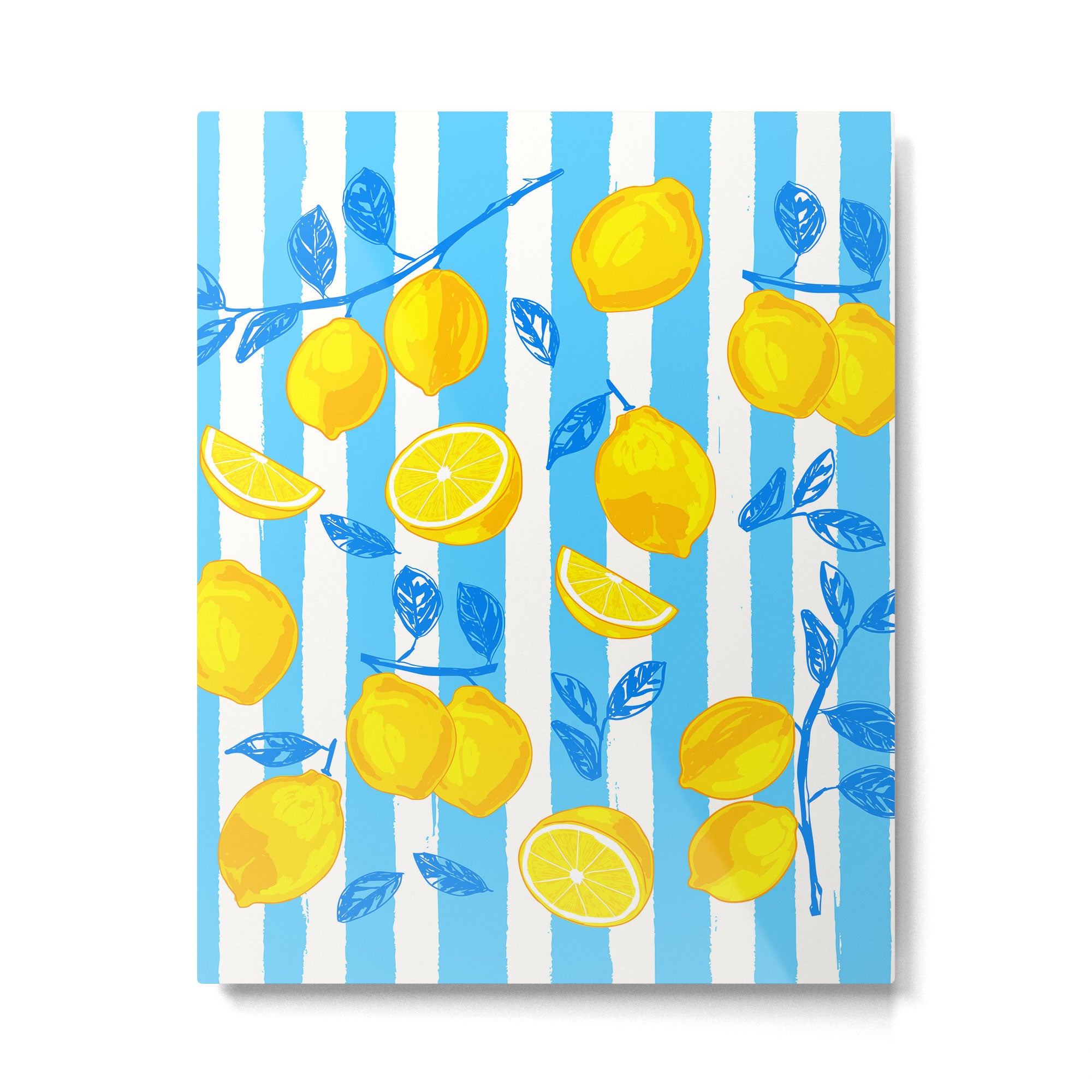 Italian Summer Lemons Pattern Coastal Mediterranean Illustration Metal Print Gallery Image 6