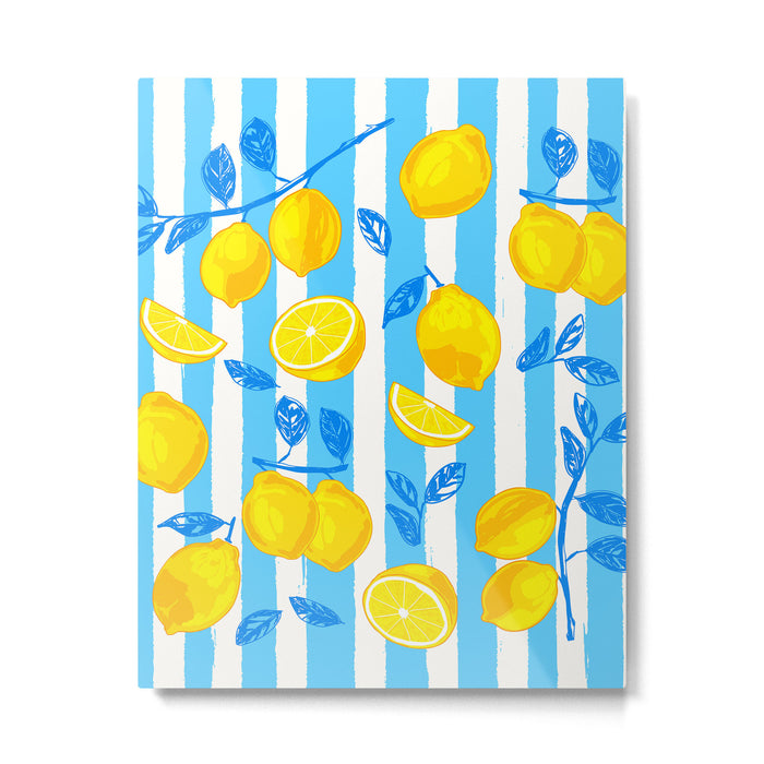 Italian Summer Lemons Pattern Coastal Mediterranean Illustration Metal Print Gallery Image 1