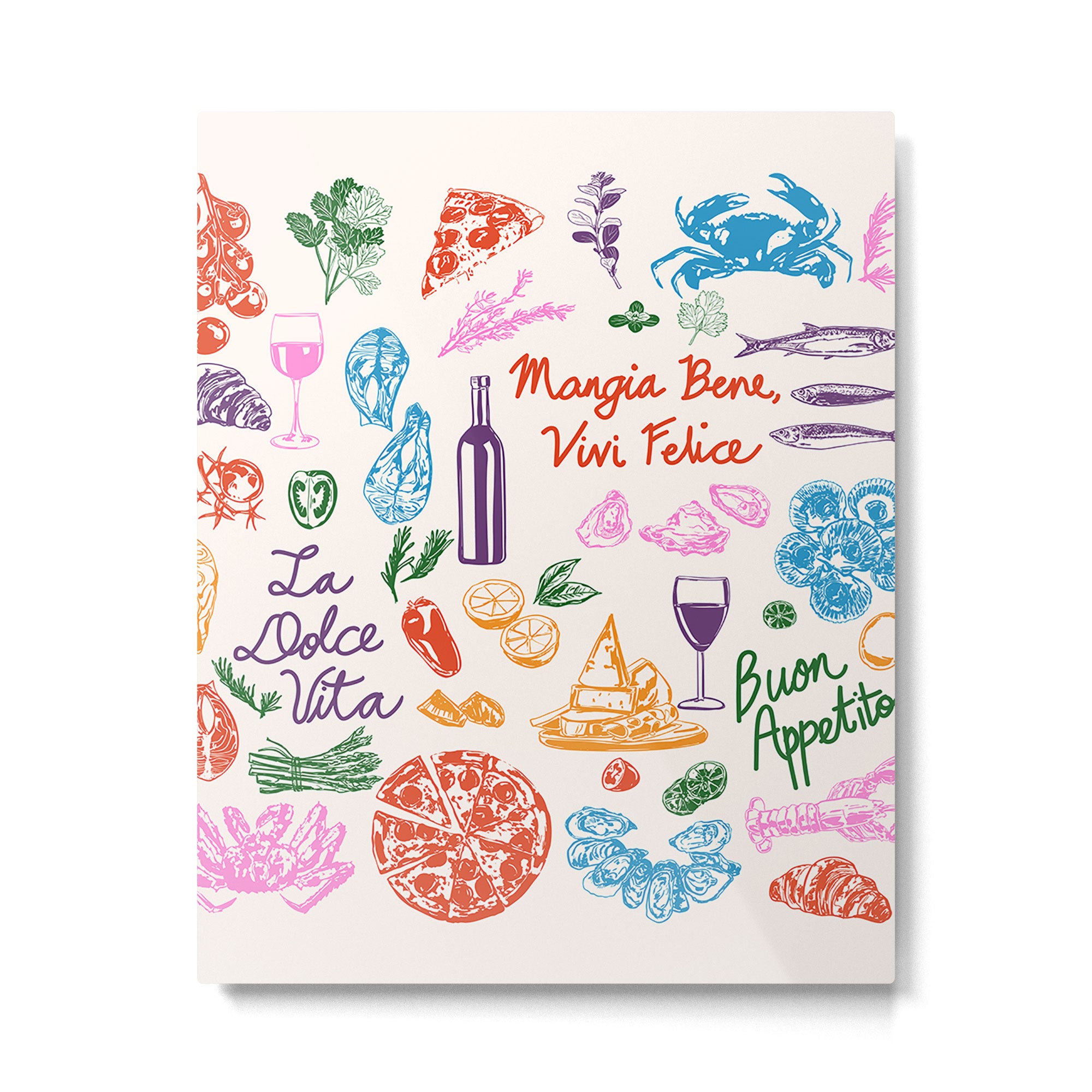 La Dolce Vita Italian Food Doodles Illustration Metal Print Gallery Image 6