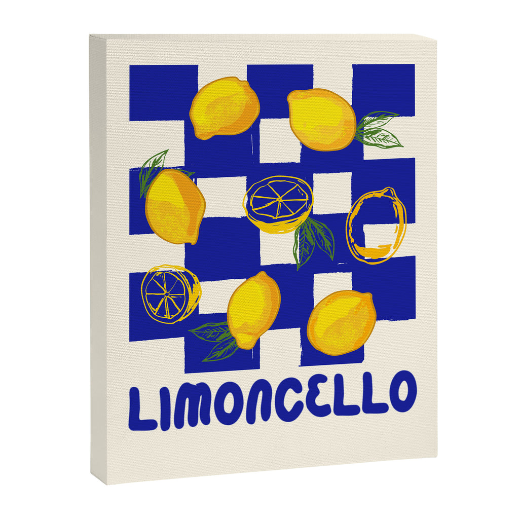 Limoncello Retro Blue Checkered Lemon Canvas Print Gallery Image 8