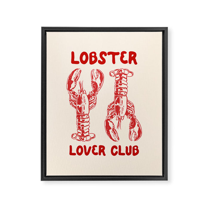 Lobster Lover Club - Seafood Coastal Art Framed Canvas Print Gallery Image 1