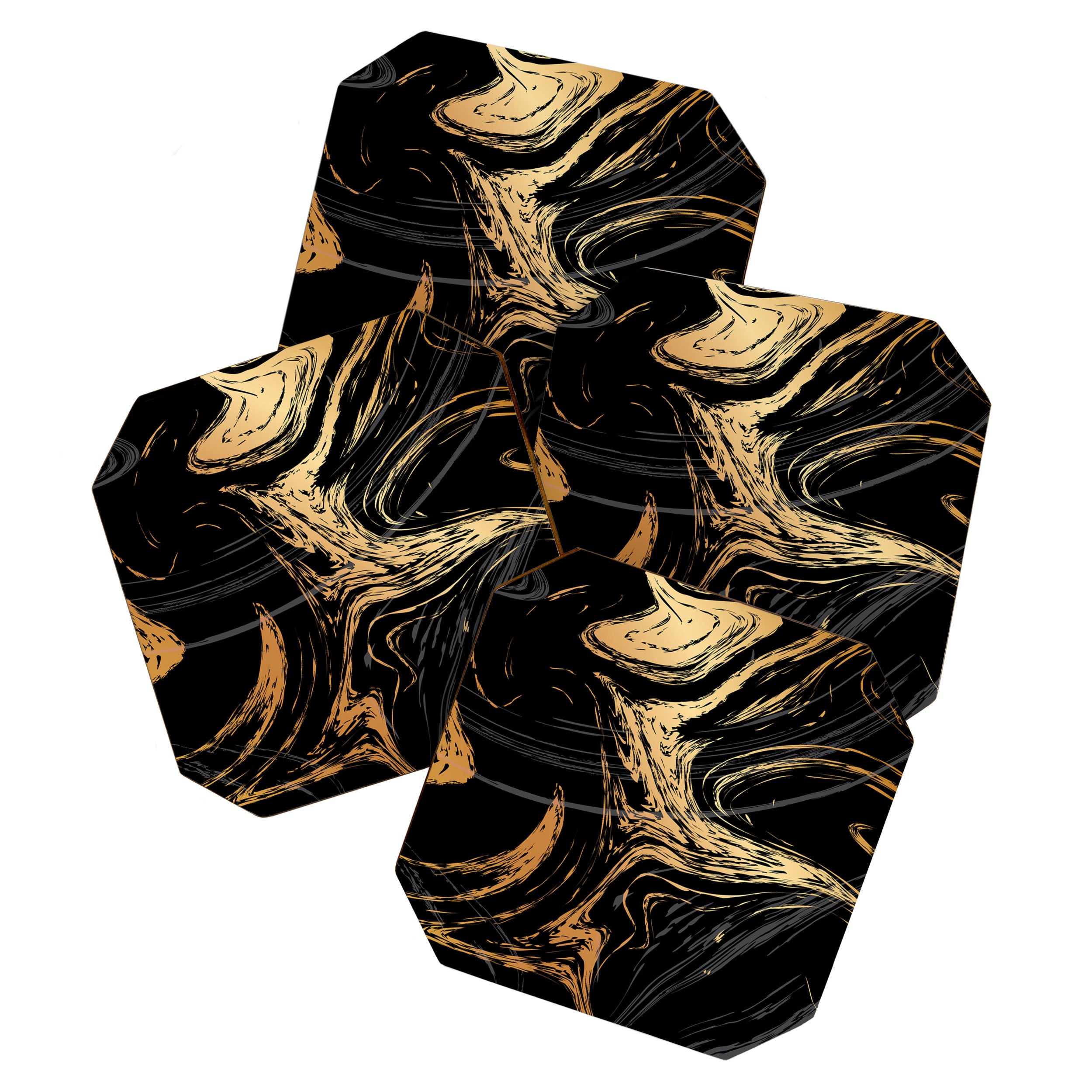 Luxurious Black and Gold Marble Coaster Gallery Image 1
