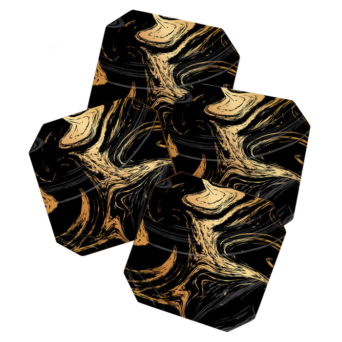 Luxurious Black and Gold Marble Coaster Gallery Image 1