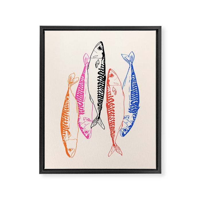 Mackerel Retro Framed Canvas Print Gallery Image 1