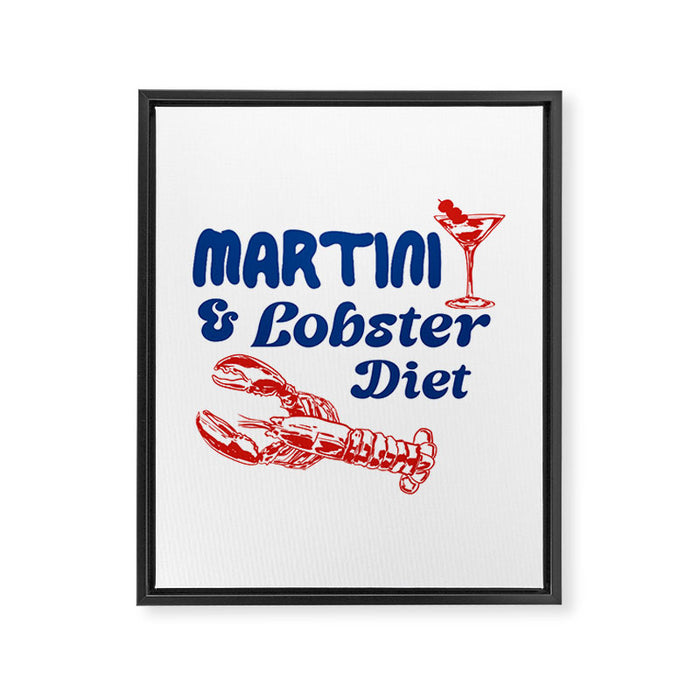 Martini and Lobster Diet Framed Canvas Print Gallery Image 1