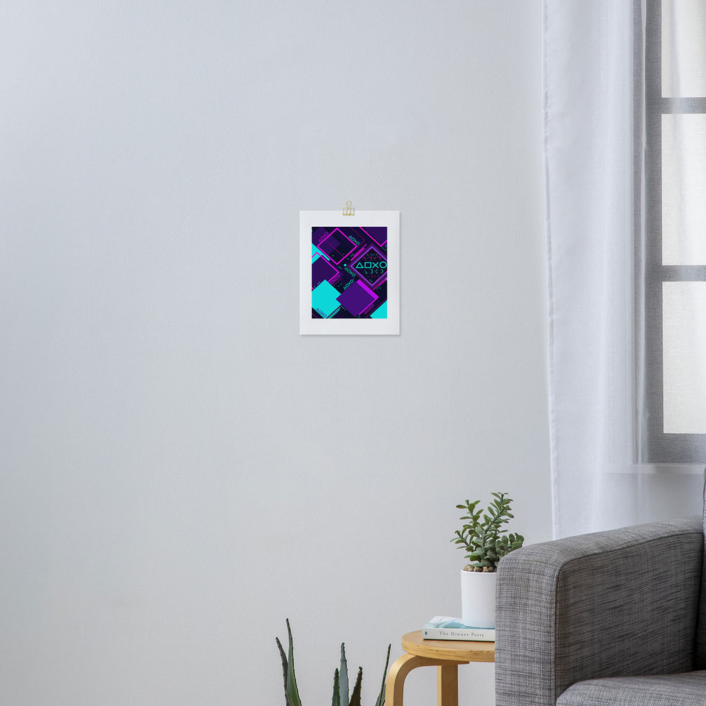 Neon Geometric Vaporwave Art Print Gallery Image 3