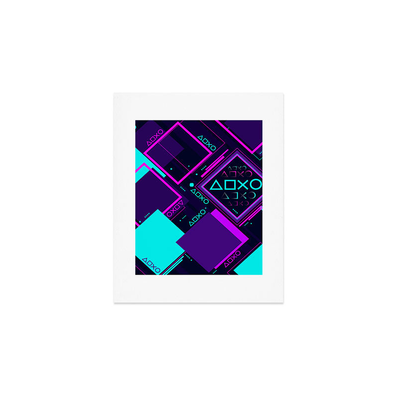 Neon Geometric Vaporwave Art Print Gallery Image 1