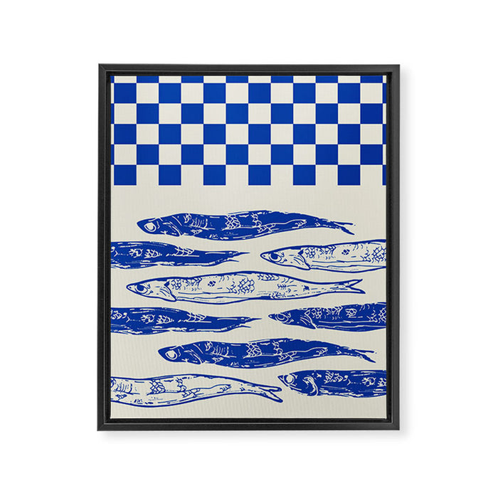 Nordic Sardines Checkered Framed Canvas Print Gallery Image 1