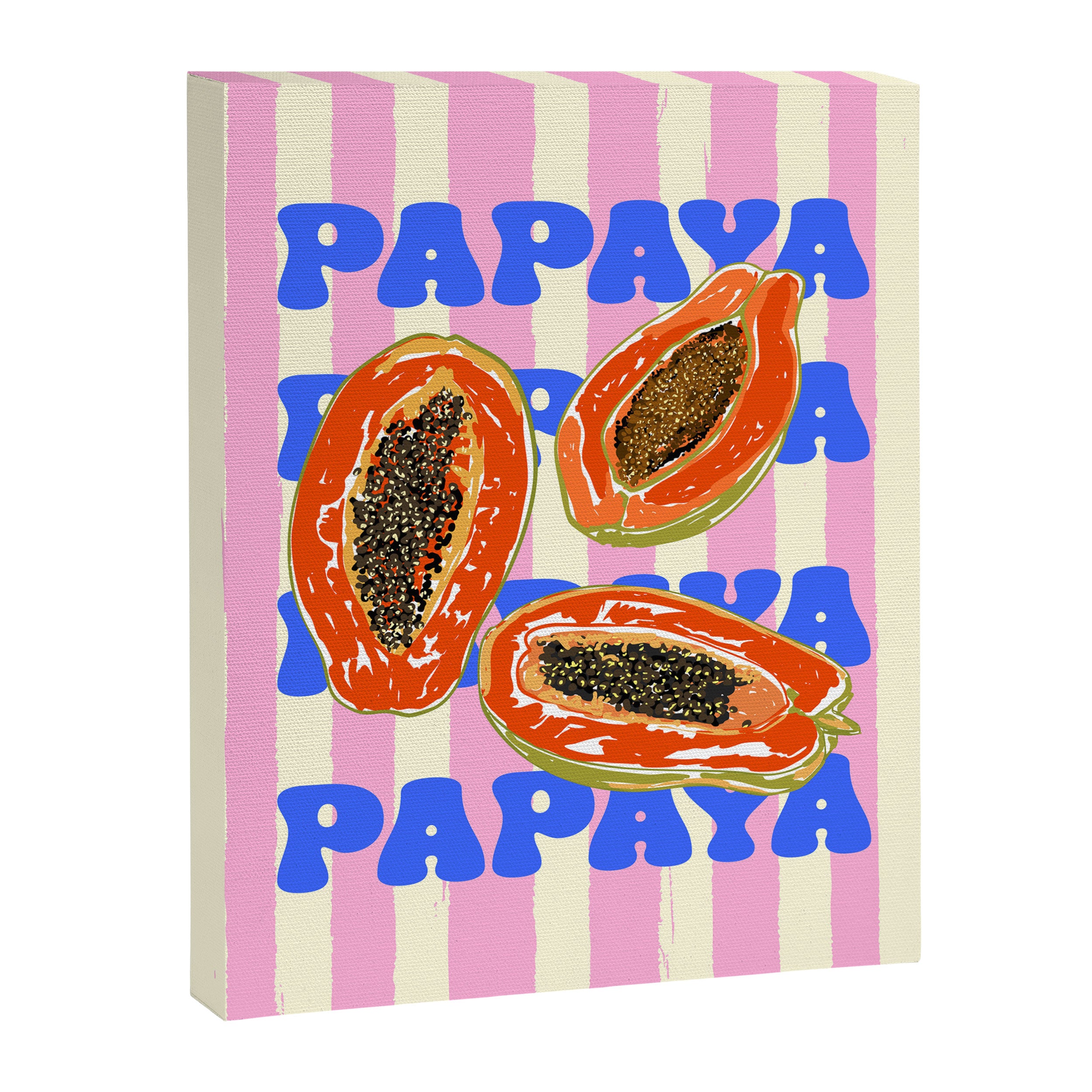Papaya Stripes Tropical Summer Illustration Canvas Print Gallery Image 8
