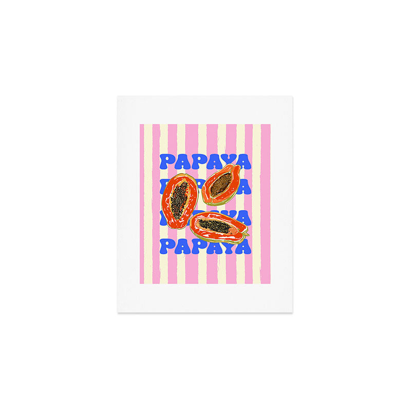 Papaya Stripes Tropical Summer Illustration Art Print Gallery Image 1