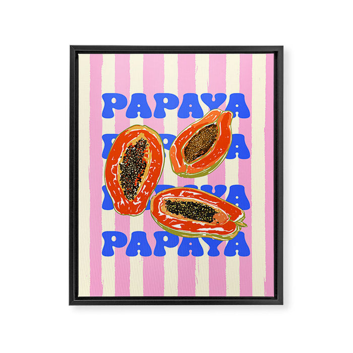 Papaya Stripes Tropical Summer Illustration Framed Canvas Print Gallery Image 1