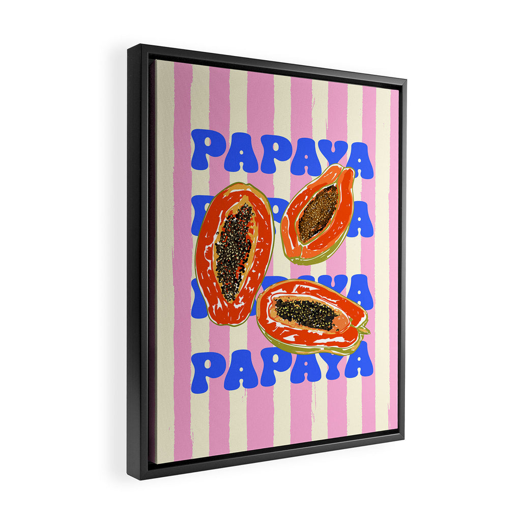 Papaya Stripes Tropical Summer Illustration Framed Canvas Print Gallery Image 2
