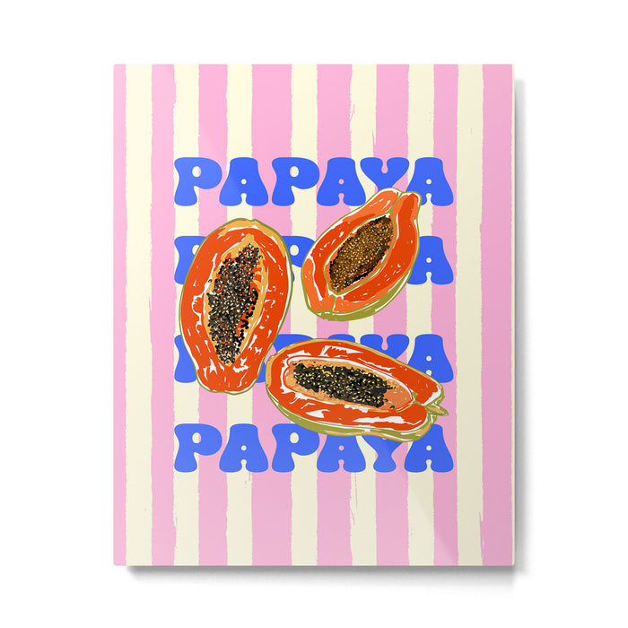 Papaya Stripes Tropical Summer Illustration Metal Print Gallery Image 1