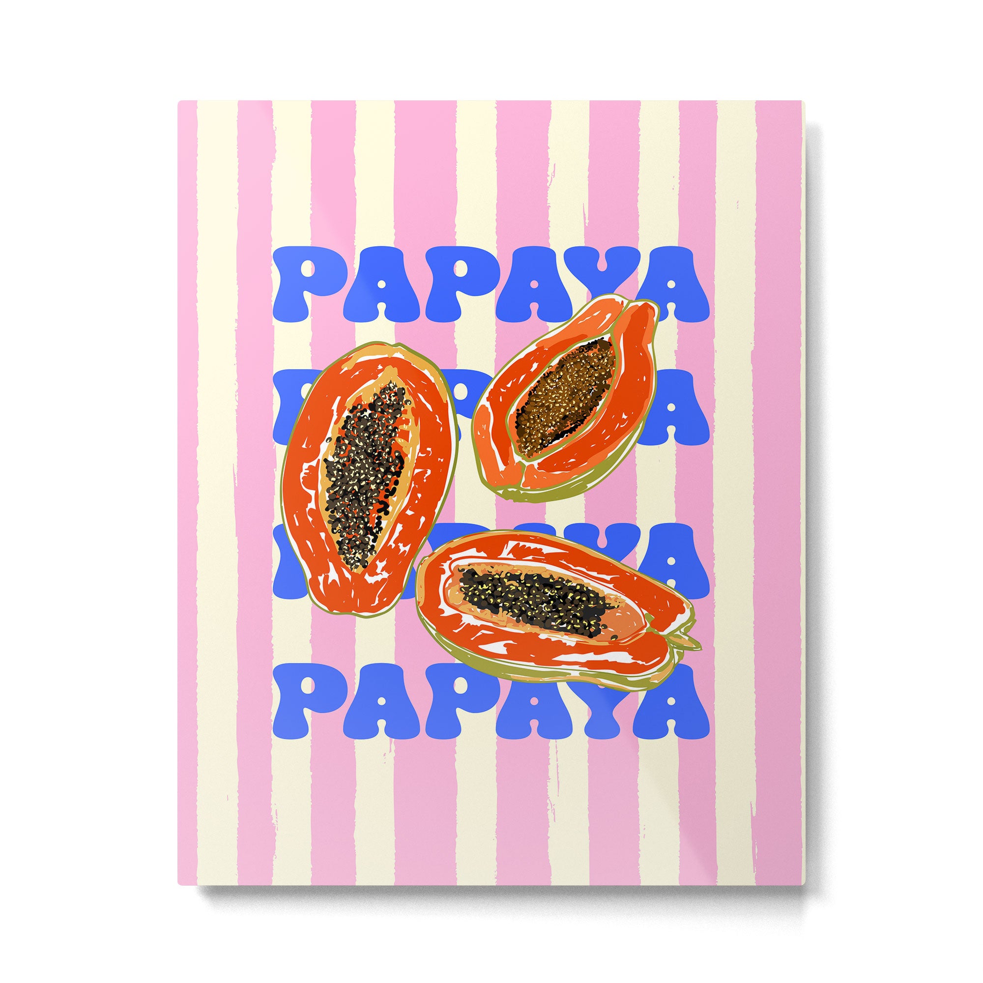 Papaya Stripes Tropical Summer Illustration Metal Print Gallery Image 6