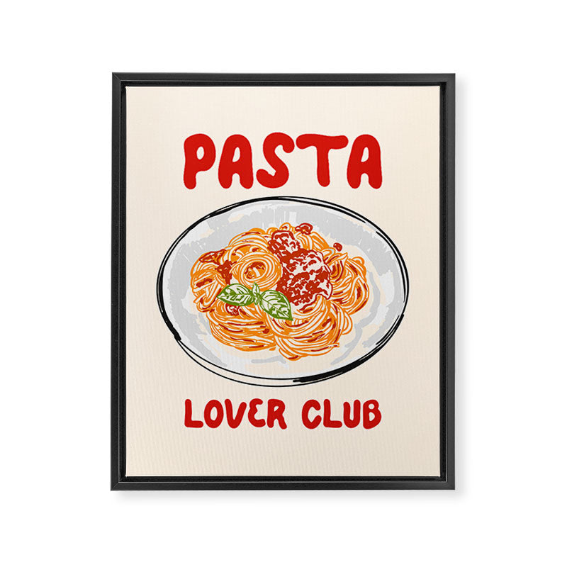 Pasta Lover Club - Italian Spaghetti Illustration Framed Canvas Print Gallery Image 8