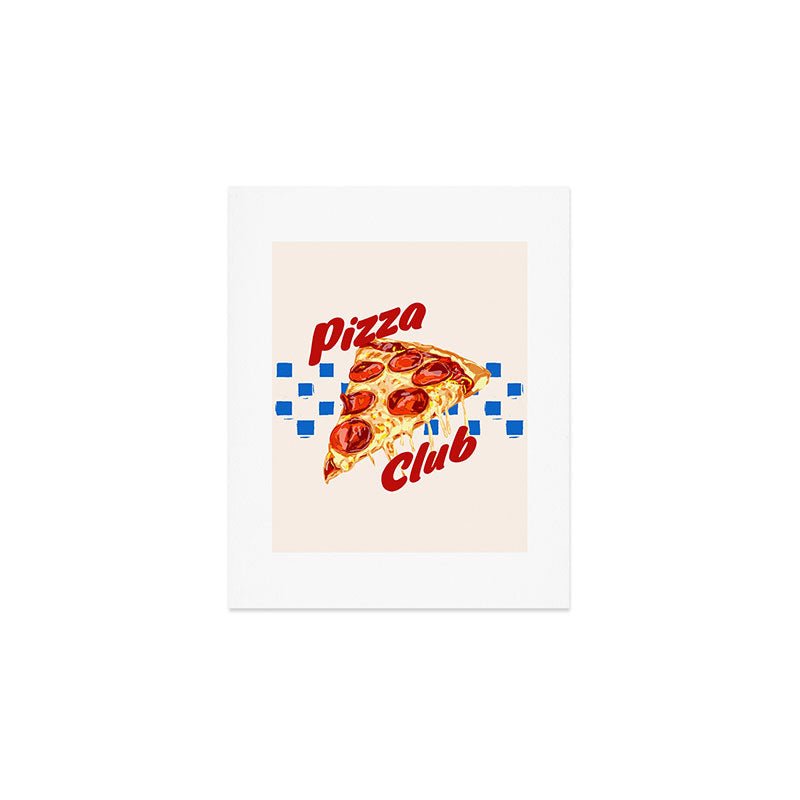 Pizza Club Retro Pepperoni Slice Art Print Gallery Image 1