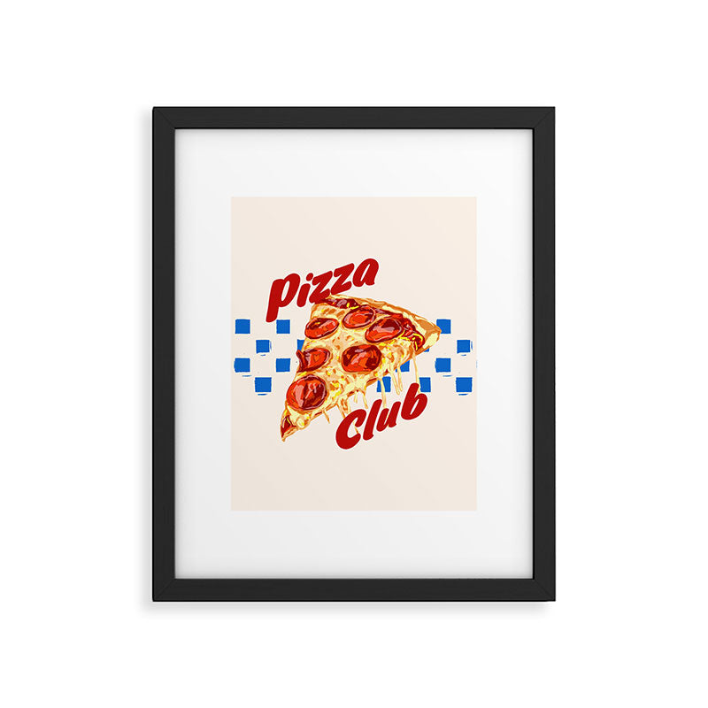 Pizza Club Retro Pepperoni Slice Framed Art Print Gallery Image 6