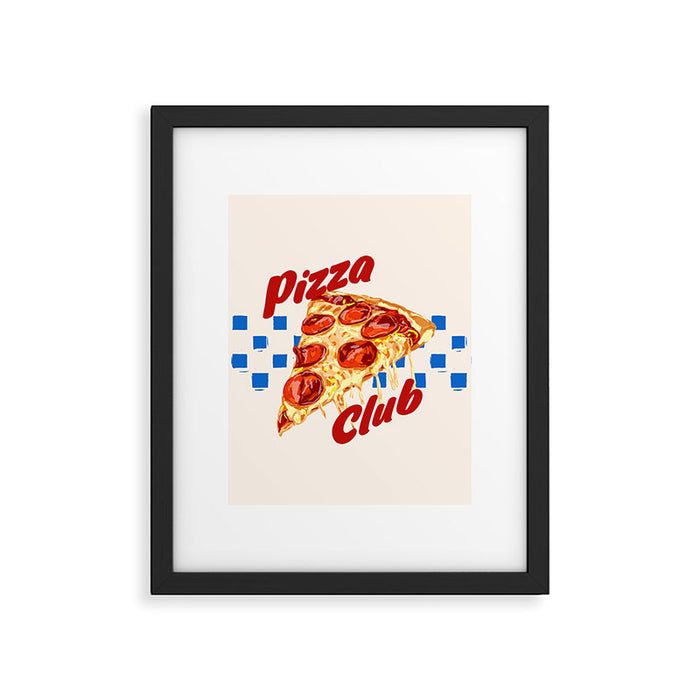 Pizza Club Retro Pepperoni Slice Framed Art Print Gallery Image 1