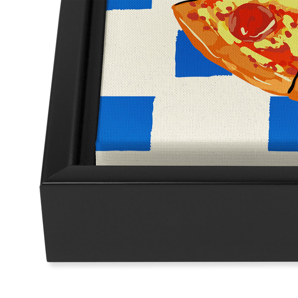Pizza Club Retro Slice Illustration Framed Canvas Print Gallery Image 3