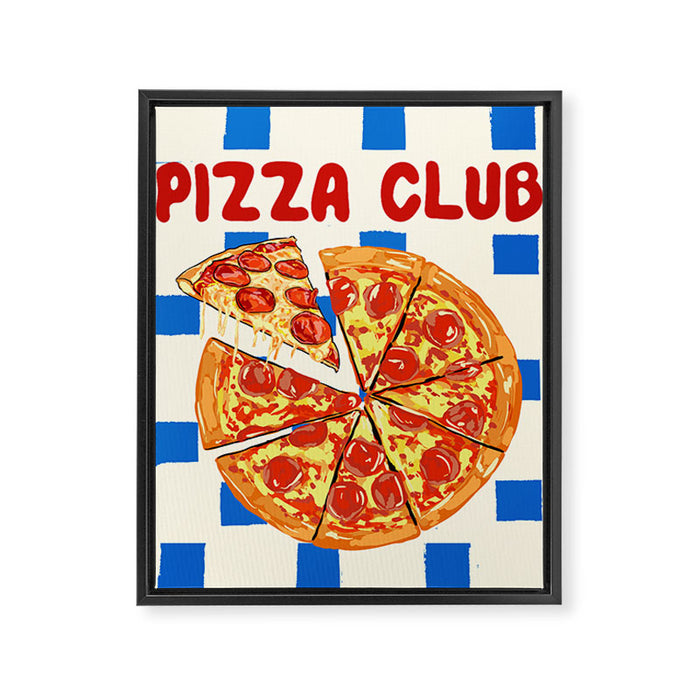 Pizza Club Retro Slice Illustration Framed Canvas Print Gallery Image 1
