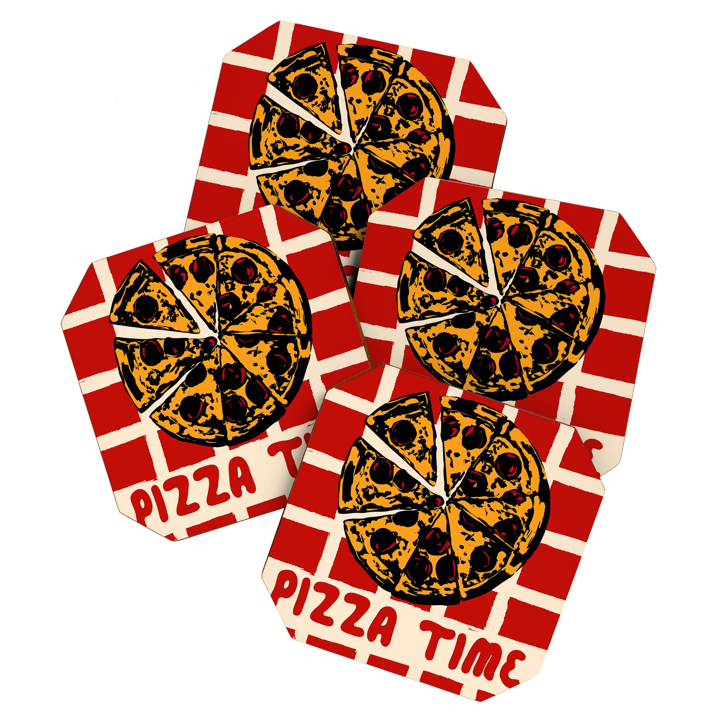 Pizza Time Retro Illustration Coaster Gallery Image 1