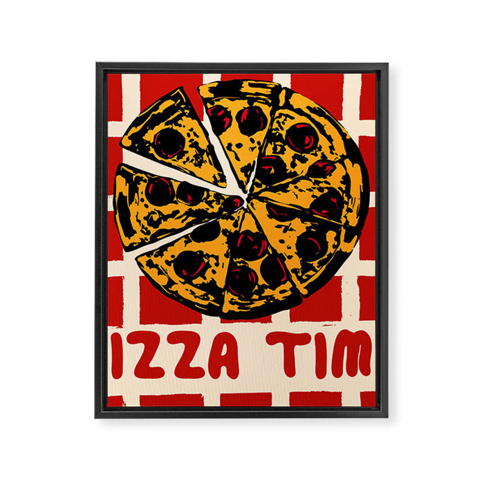 Pizza Time Retro Illustration Framed Canvas Print Gallery Image 1