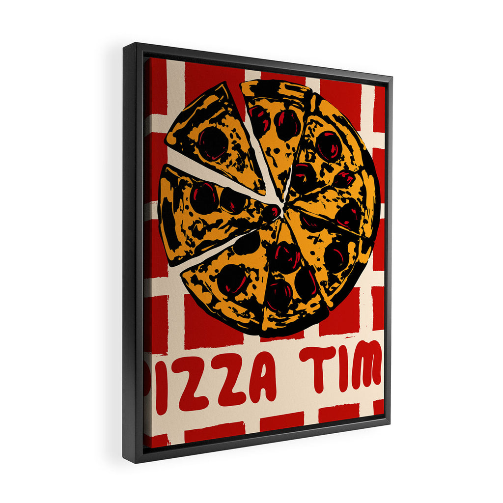Pizza Time Retro Illustration Framed Canvas Print Gallery Image 2