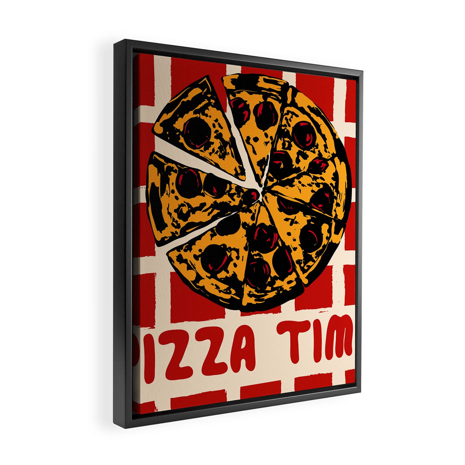 Pizza Time Retro Illustration Framed Canvas Print Gallery Image 2
