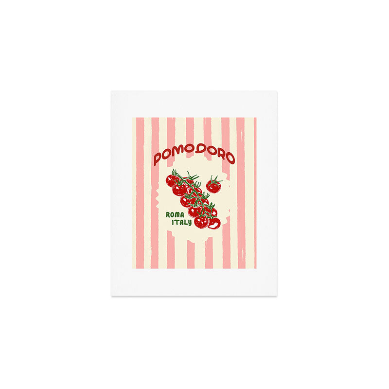 Pomodoro Tomatoes Retro Pink Stripes Art Print Gallery Image 1
